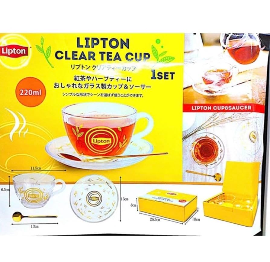 美品　香港　LIPTON プラカップ　２つセット グラスベイク☆リプトンスープマグBOXセット☆DEALERSHIP